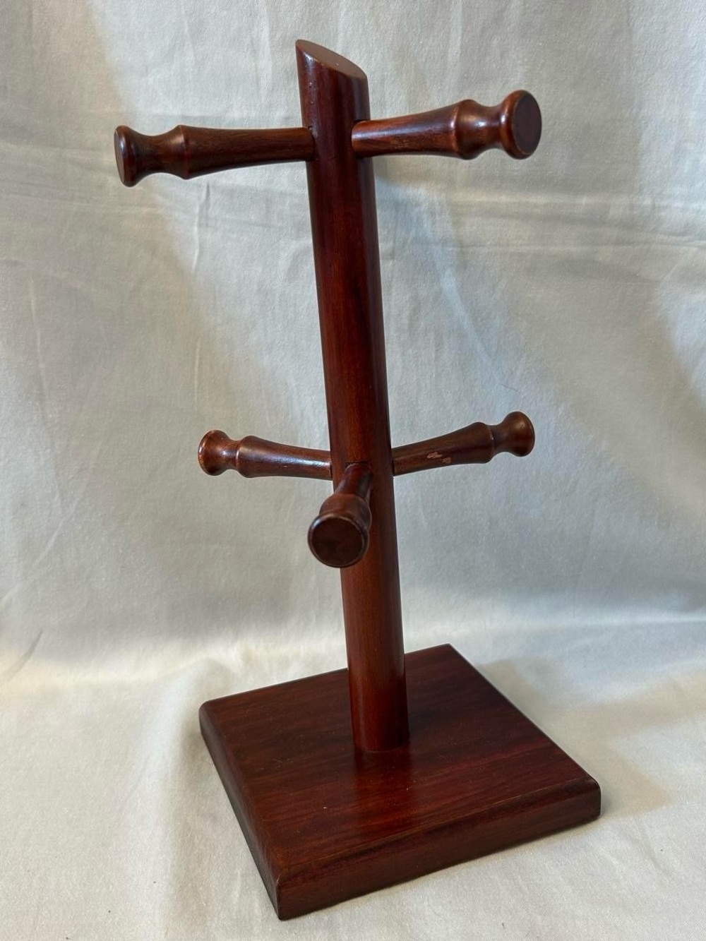 Vintage Grannycore Cottagecore Cherry Wood Six (6) Cup Mug Tree